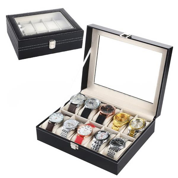 10 Compartments High-grade Leather Watch Collection Storage Box