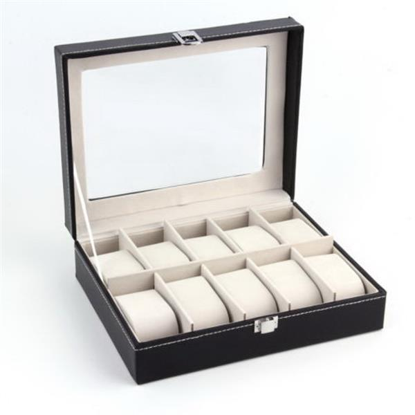 10 Compartments High-grade Leather Watch Collection Storage Box